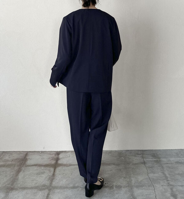 Doux archives「【セットアップ対応】ストレッチＶノーカラージャケット」|テーラードジャケット|