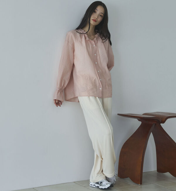 Doux archives「シアーストライプスタンドフリルブラウス」|シャツ・ブラウス|