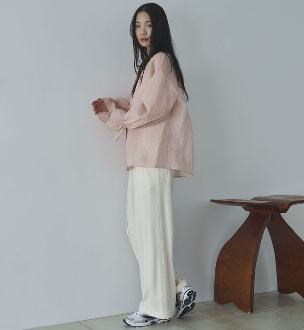 Doux archives「シアーストライプスタンドフリルブラウス」|シャツ・ブラウス|