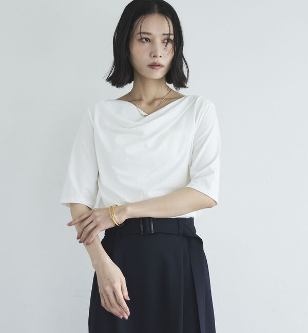 Doux archives「ニュアンスネック５分袖カットソー」|Tシャツ・カットソー|