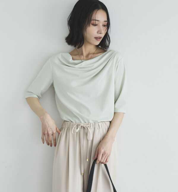 Doux archives「ニュアンスネック５分袖カットソー」|Tシャツ・カットソー|MINT GREEN