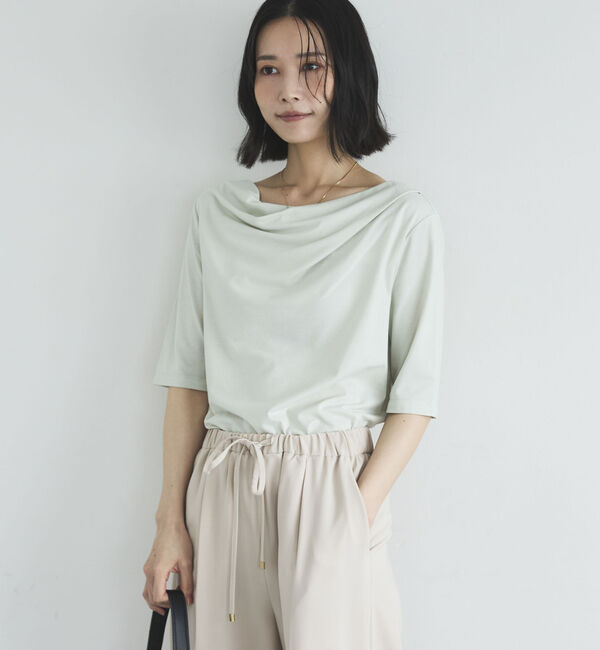 Doux archives「ニュアンスネック５分袖カットソー」|Tシャツ・カットソー|
