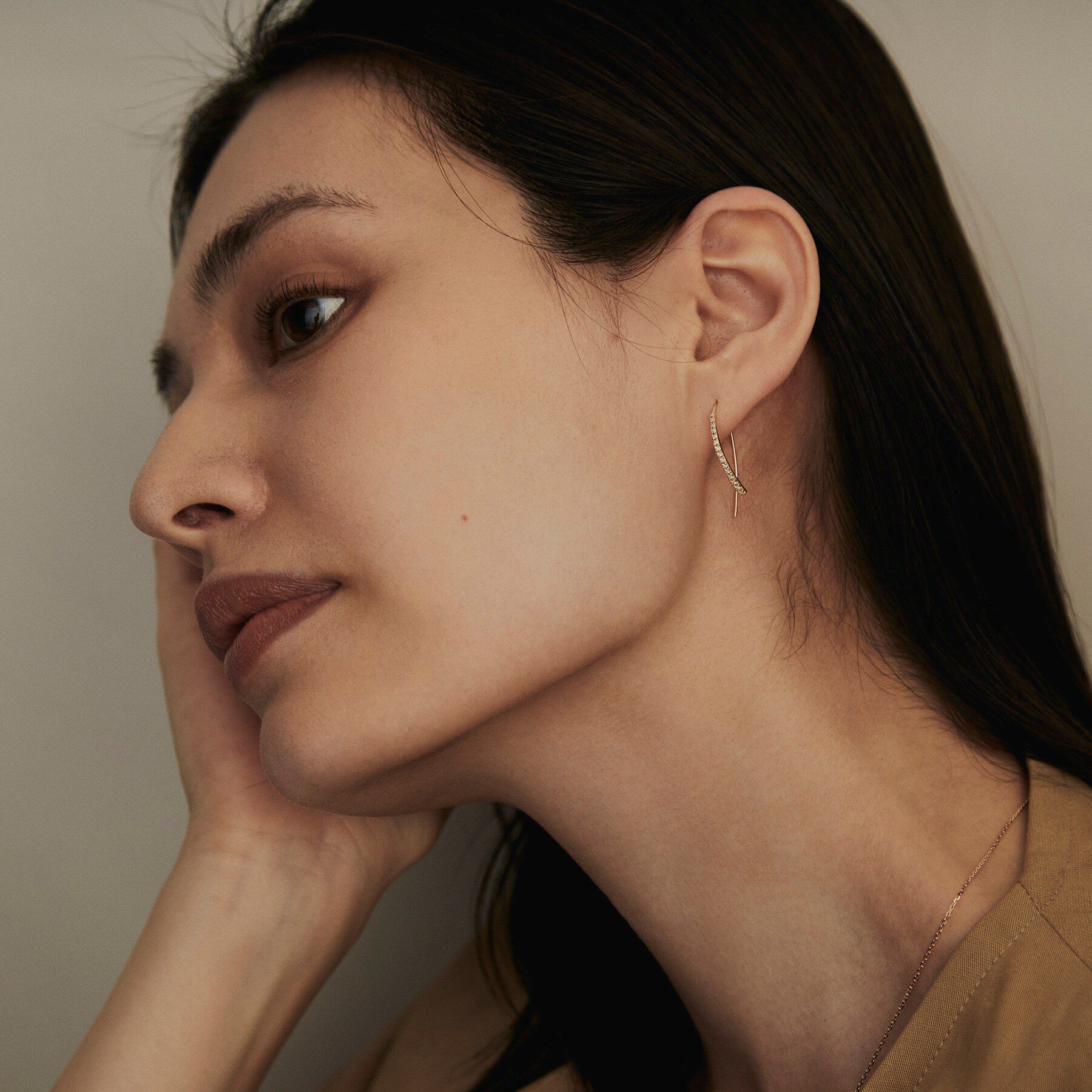 COCOSHNIK「K10ダイヤモンド マーキス フックピアス」|ピアス|