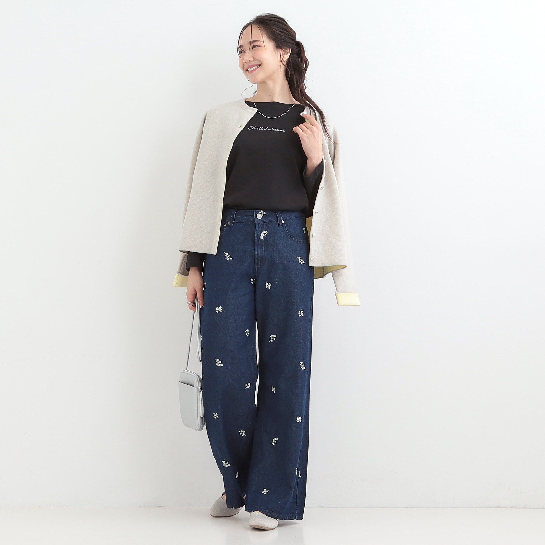 SHOO･LA･RUE「【ひんやり/UV/抗菌防臭】小さめロゴの大人スムースロンT」|Tシャツ・カットソー|