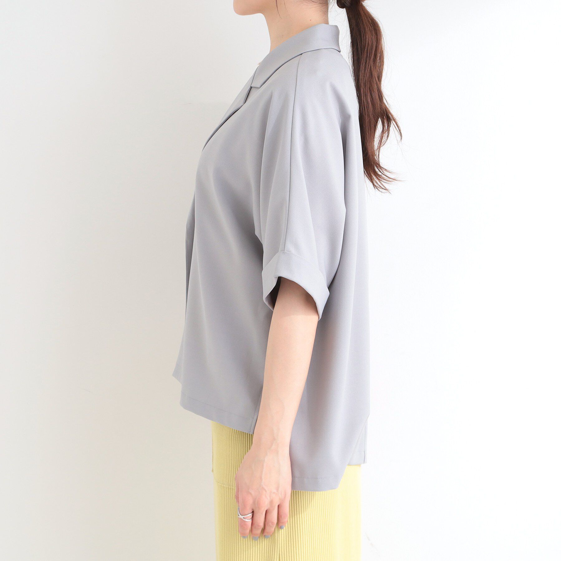 SHOO･LA･RUE「【セットアップ可/洗濯後しわになりにくい/S-LL】半袖テーラードジャケット」|テーラードジャケット|