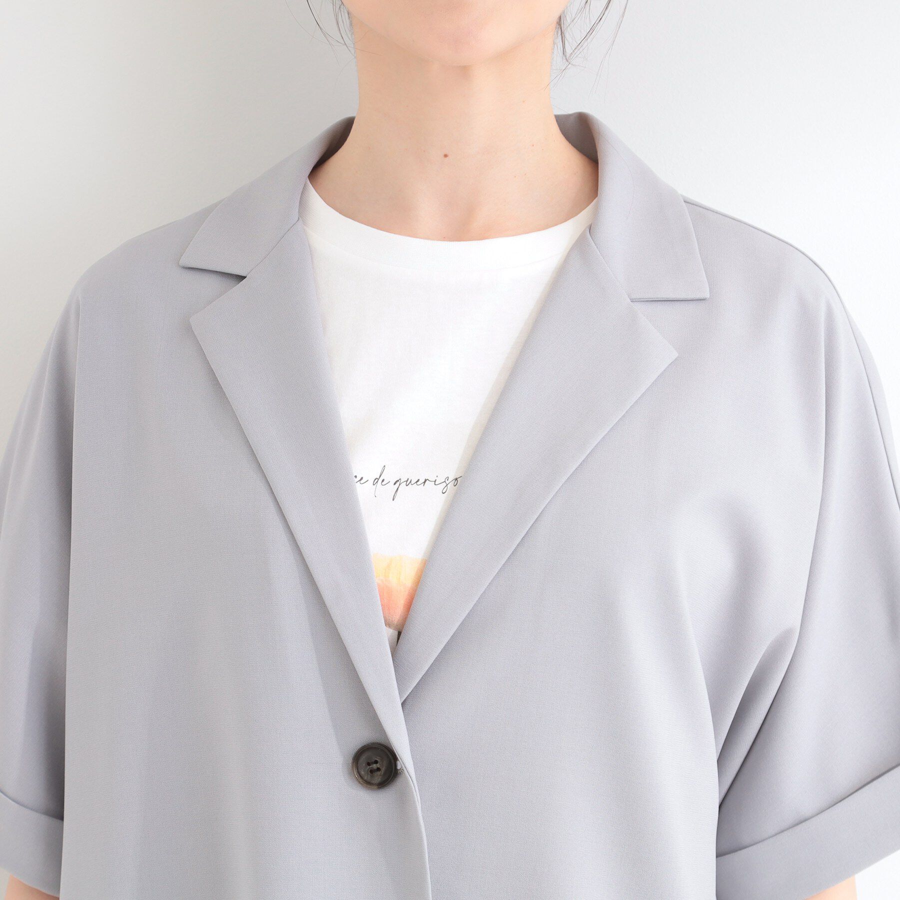 SHOO･LA･RUE「【セットアップ可/洗濯後しわになりにくい/S-LL】半袖テーラードジャケット」|テーラードジャケット|