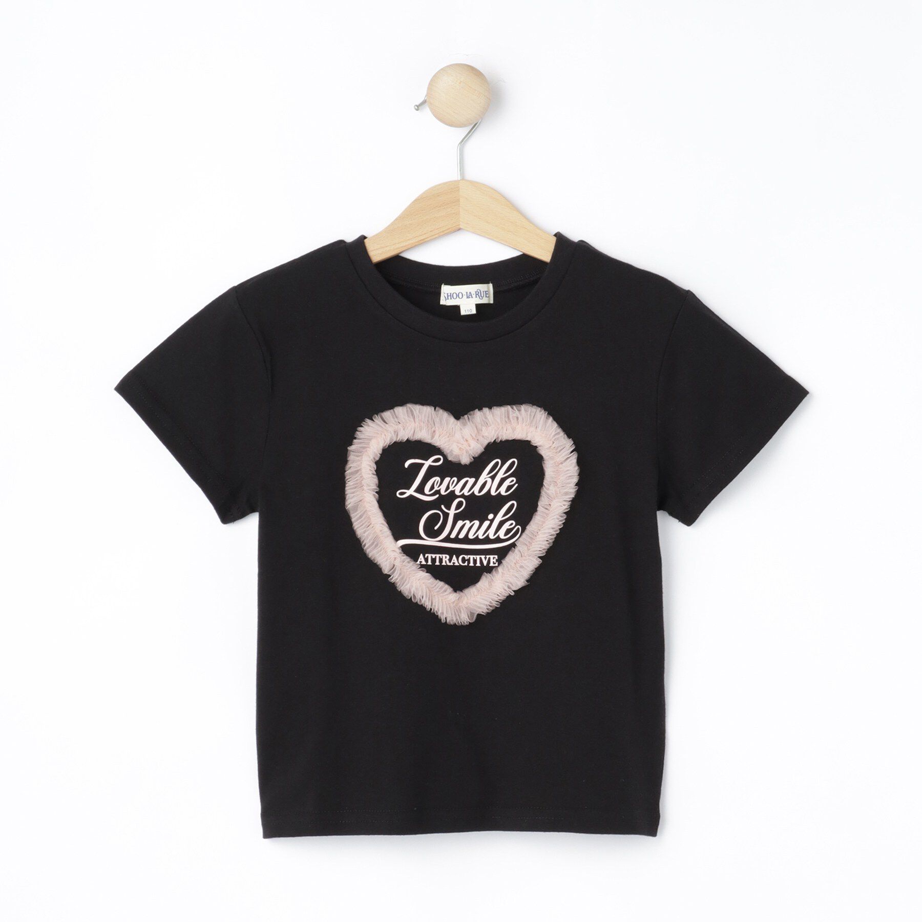 SHOO･LA･RUE「【100-150cm】ハートチュールＴシャツ」|Tシャツ・カットソー|