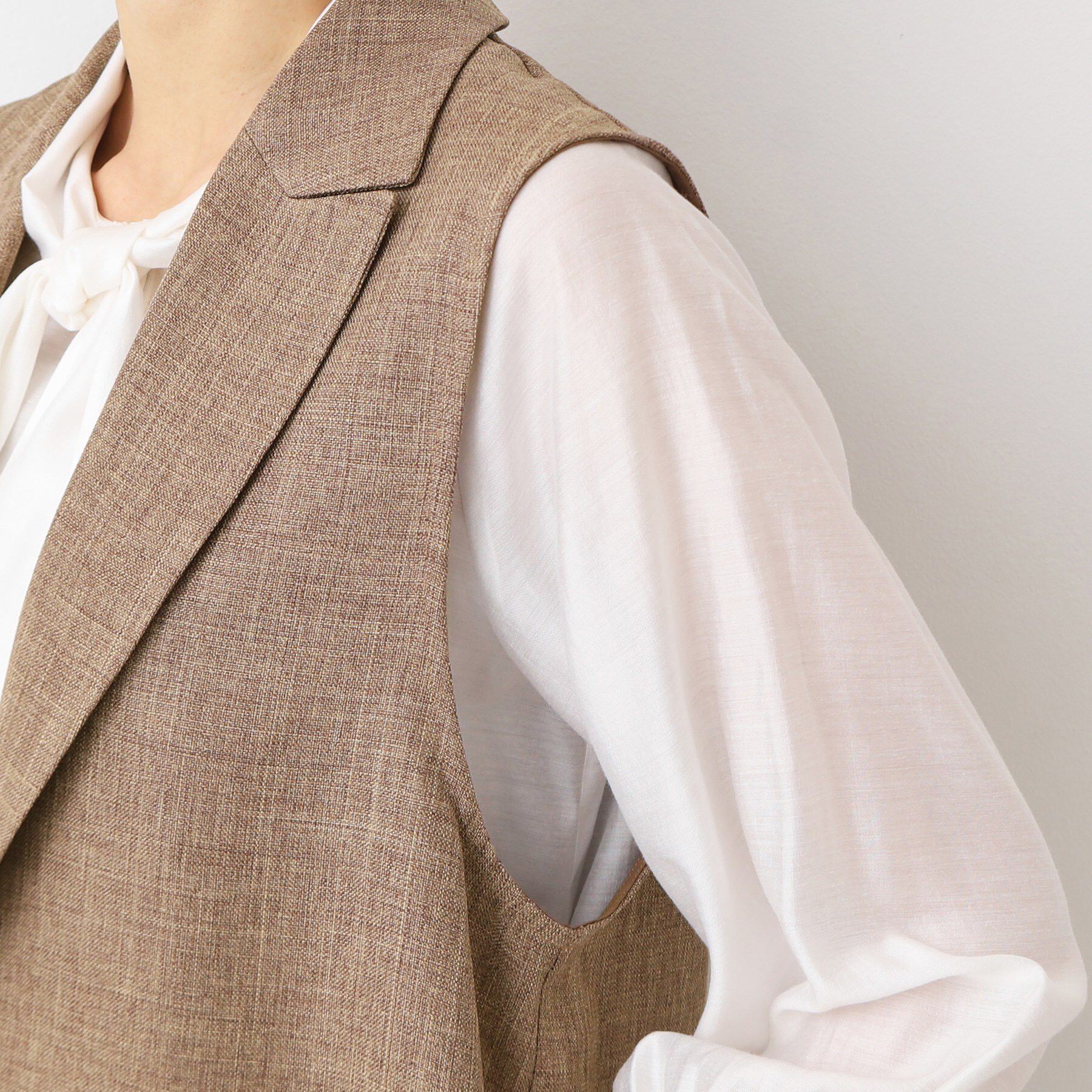 Dessin「【洗える・セットアップ可能】スリーブレス襟付きジャケット（S～L）」|ベスト・ジレ|