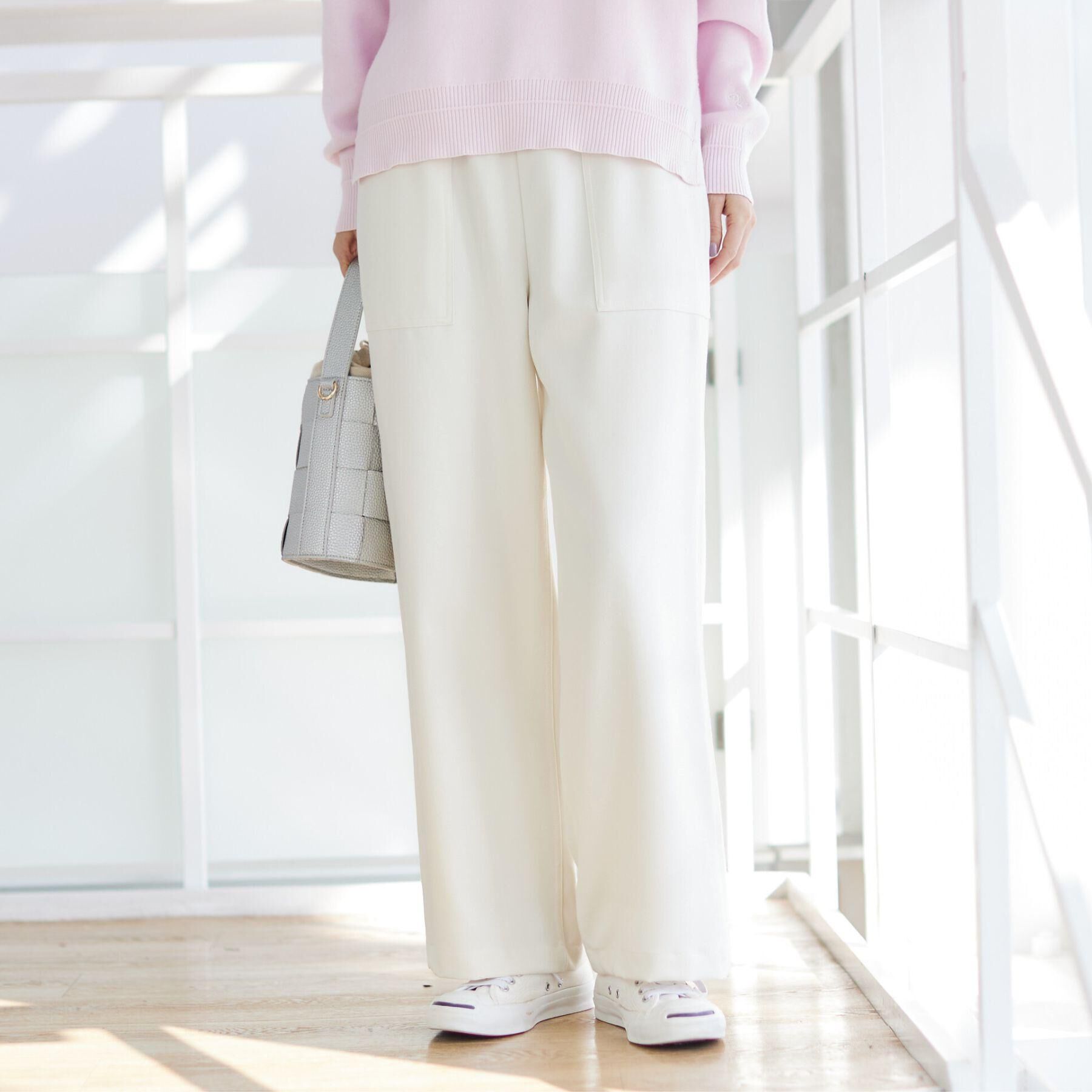 Dessin「【裏地付き/洗える】コンフォートワイドパンツ」|その他|ホワイト(002)