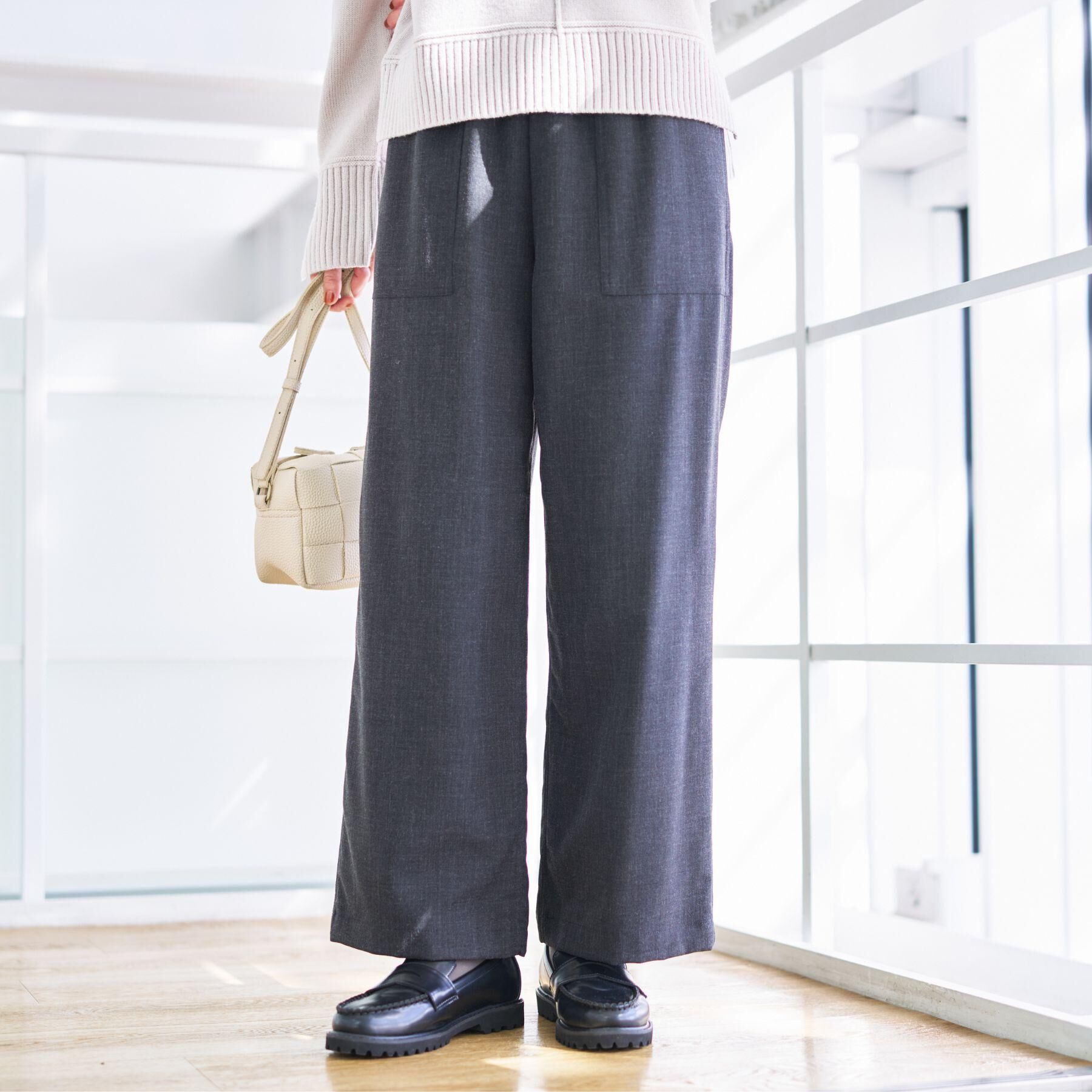 Dessin「【裏地付き/洗える】コンフォートワイドパンツ」|その他|チャコールグレー(0