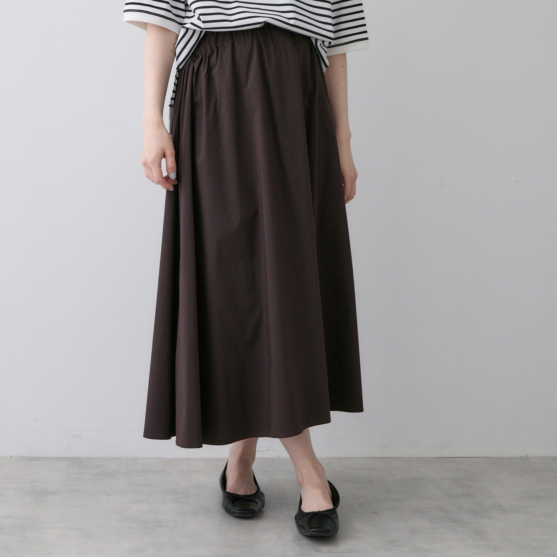 Dessin「【ウエストゴム/洗える】フレアギャザースカート」|スカート|ブラウン(044)