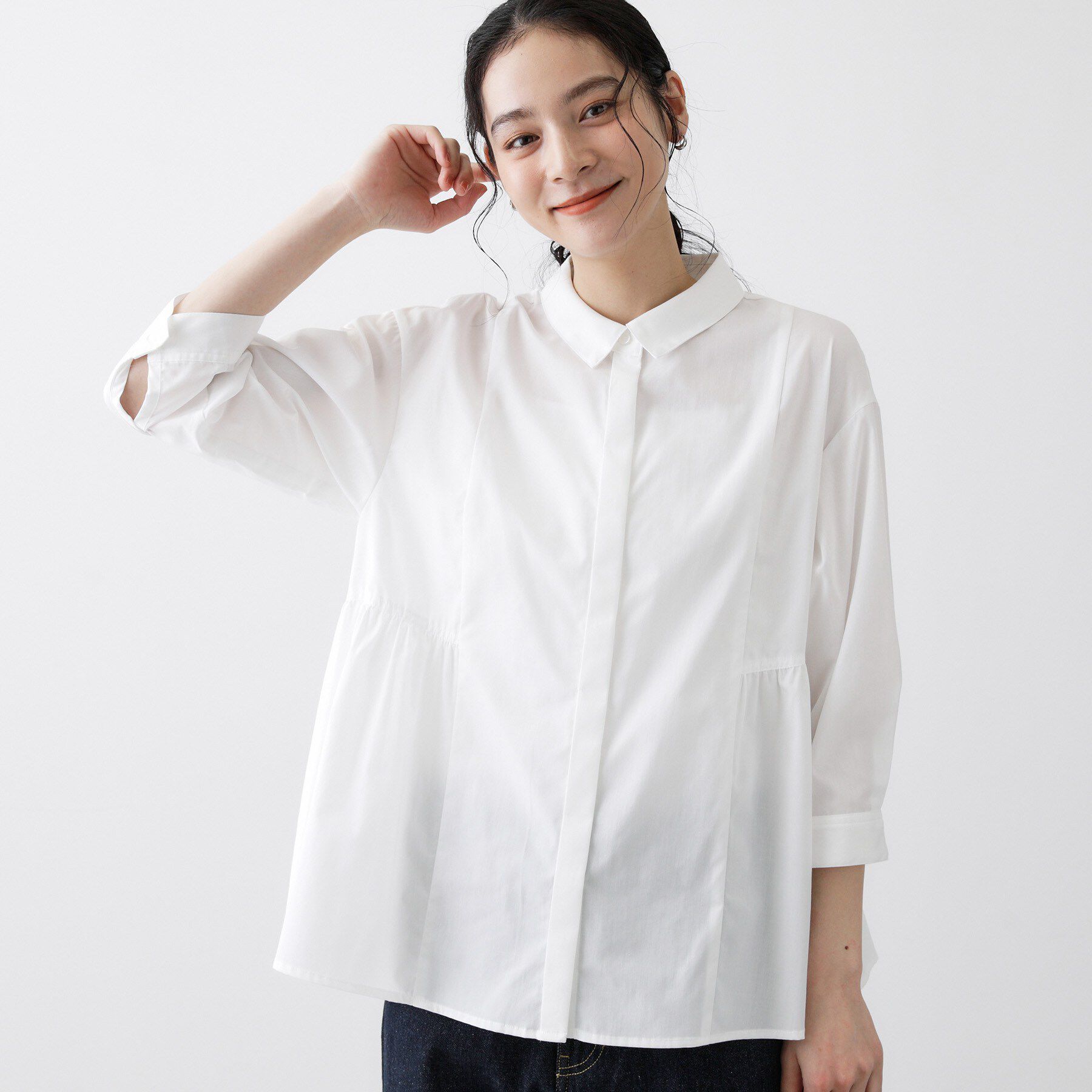 Dessin「【洗える】切替フレアシルエットシャツ」|シャツ・ブラウス|