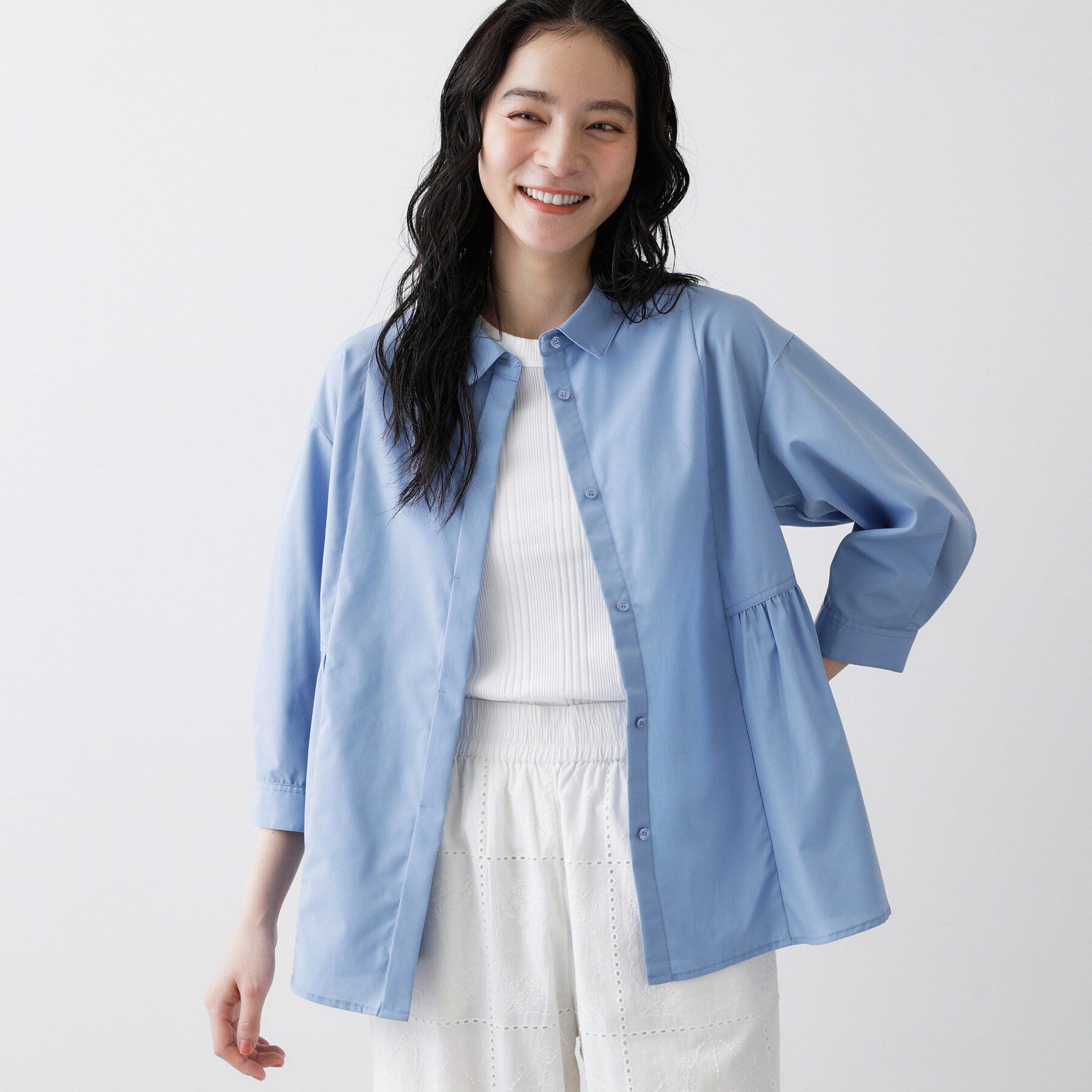 Dessin「【洗える】切替フレアシルエットシャツ」|シャツ・ブラウス|