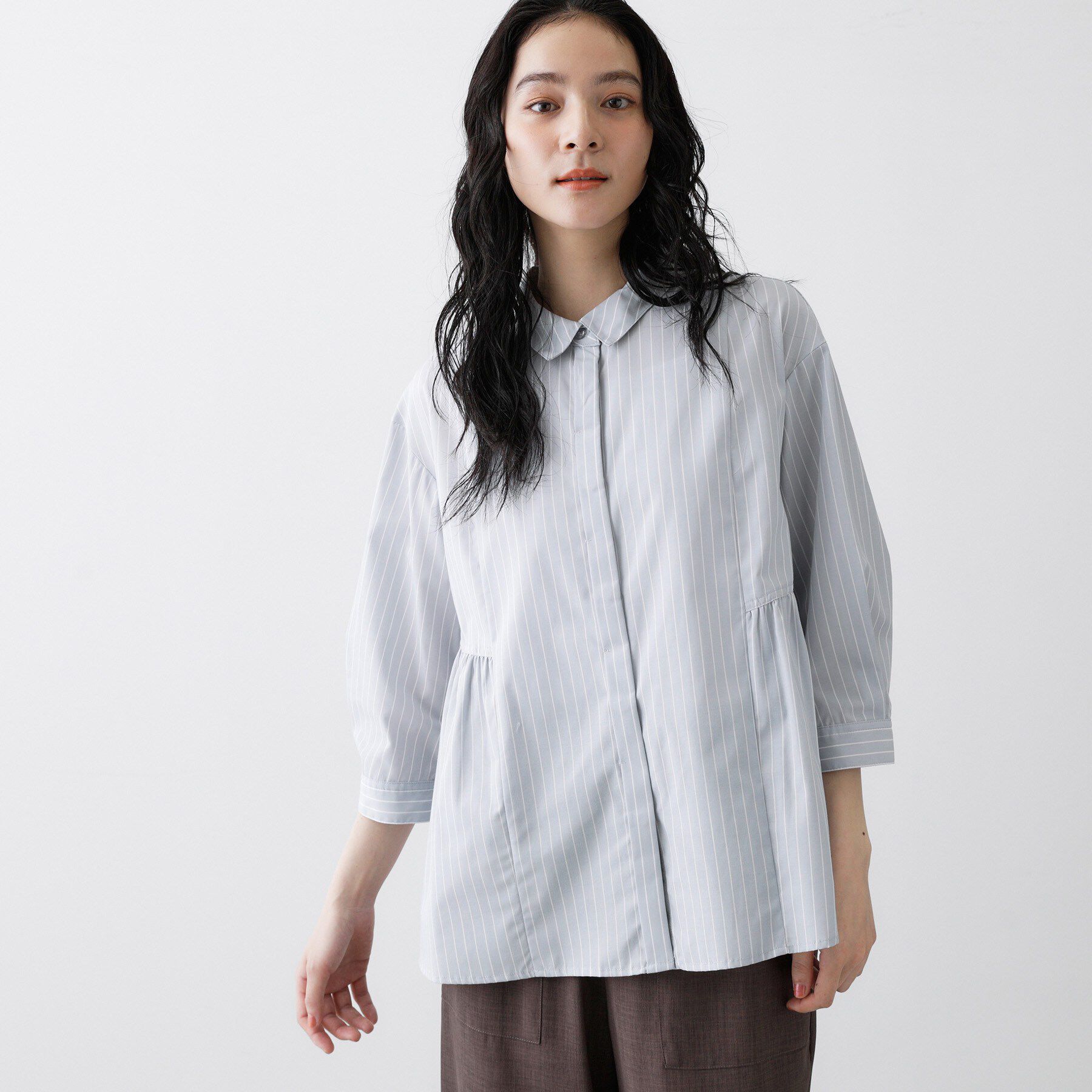 Dessin「【洗える】切替フレアシルエットシャツ」|シャツ・ブラウス|ブルー(391)