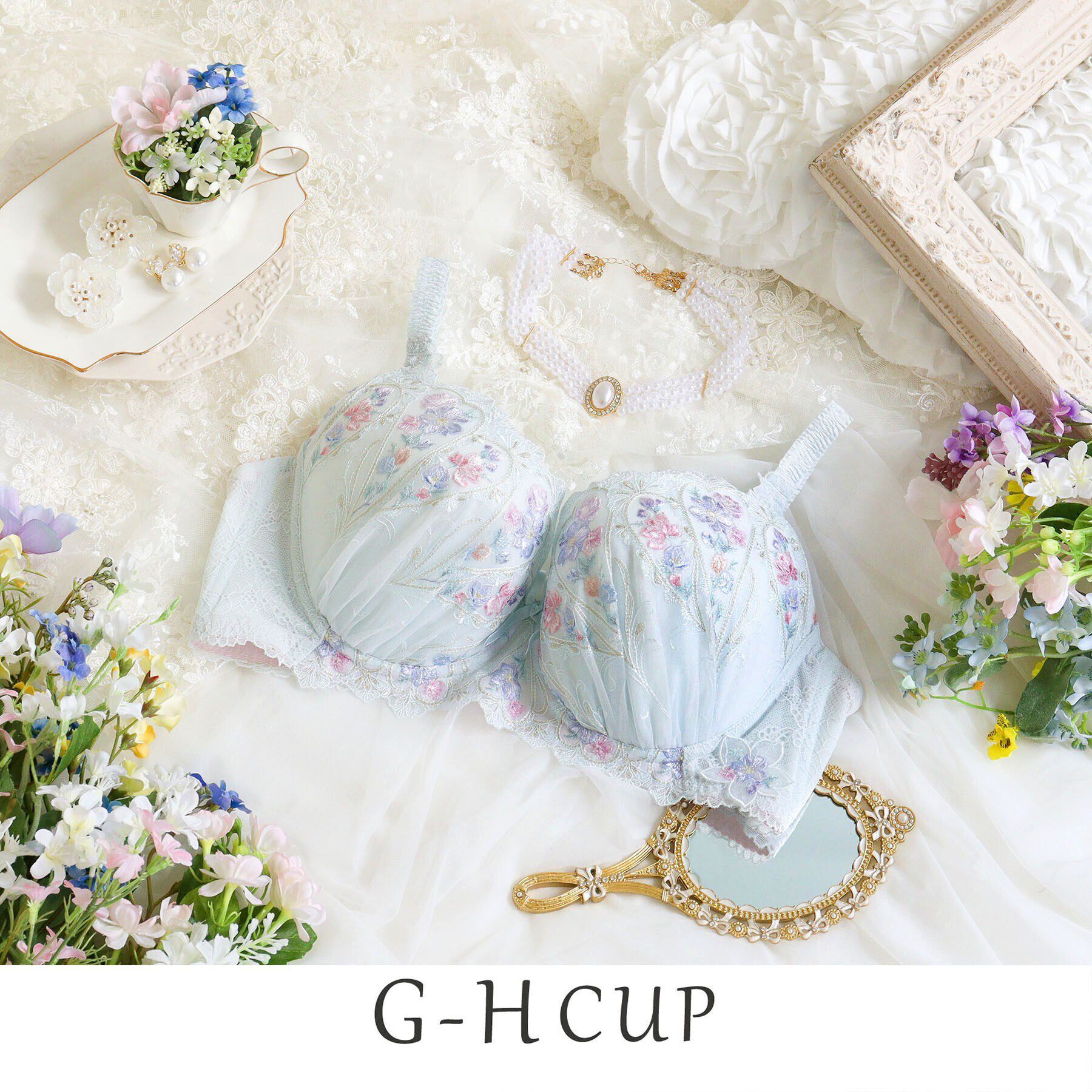 Risa Magli「フロリタ ブラジャー＜D Make Type＞（G-H）」|インナー|サックスブルー(09