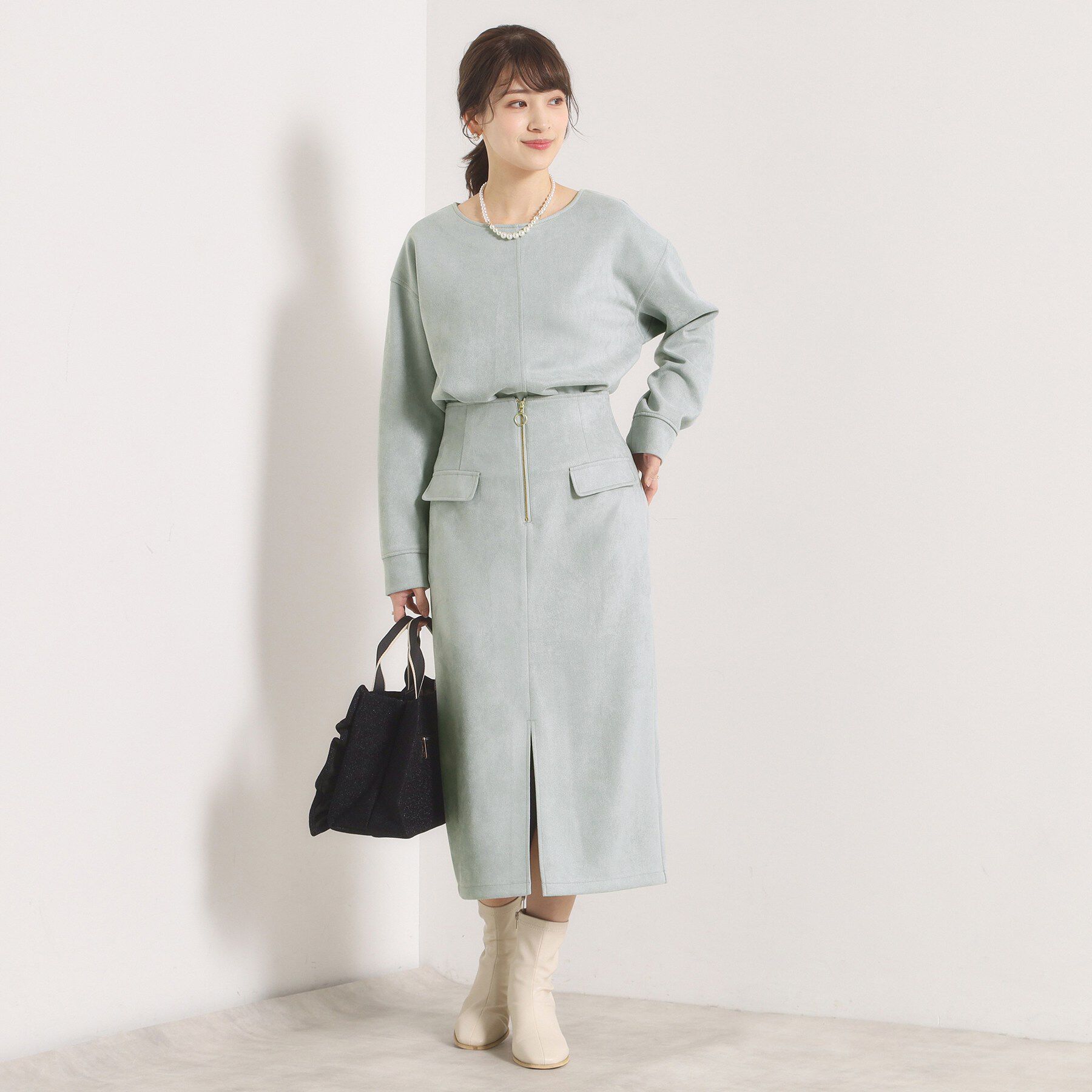 ITS&rsquo;DEMO「【セットアップ可／手洗い可】カットスエードスカート」|スカート|