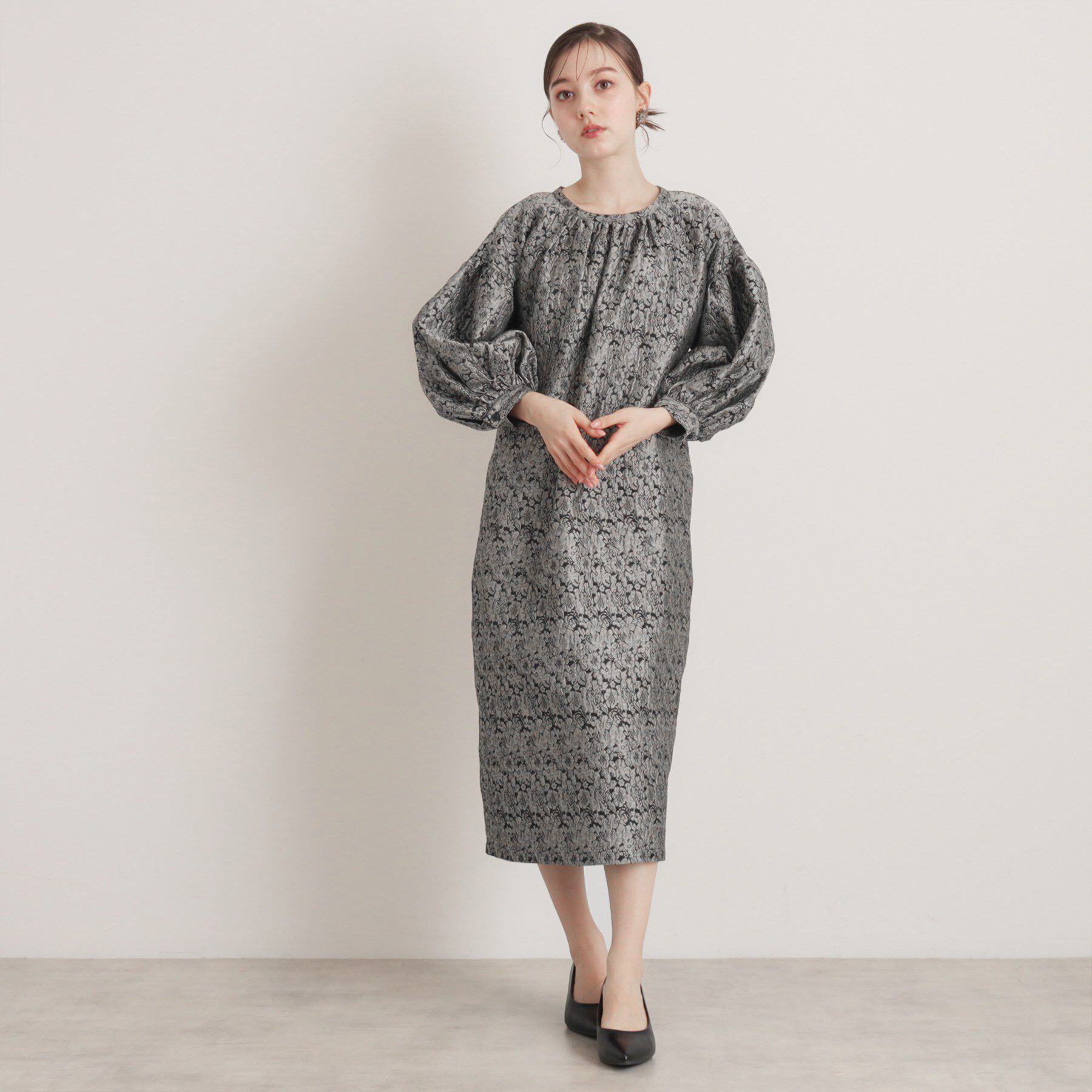 SunaUna「【食事会/お出かけ】小花ジャカードワンピース」|ワンピース|