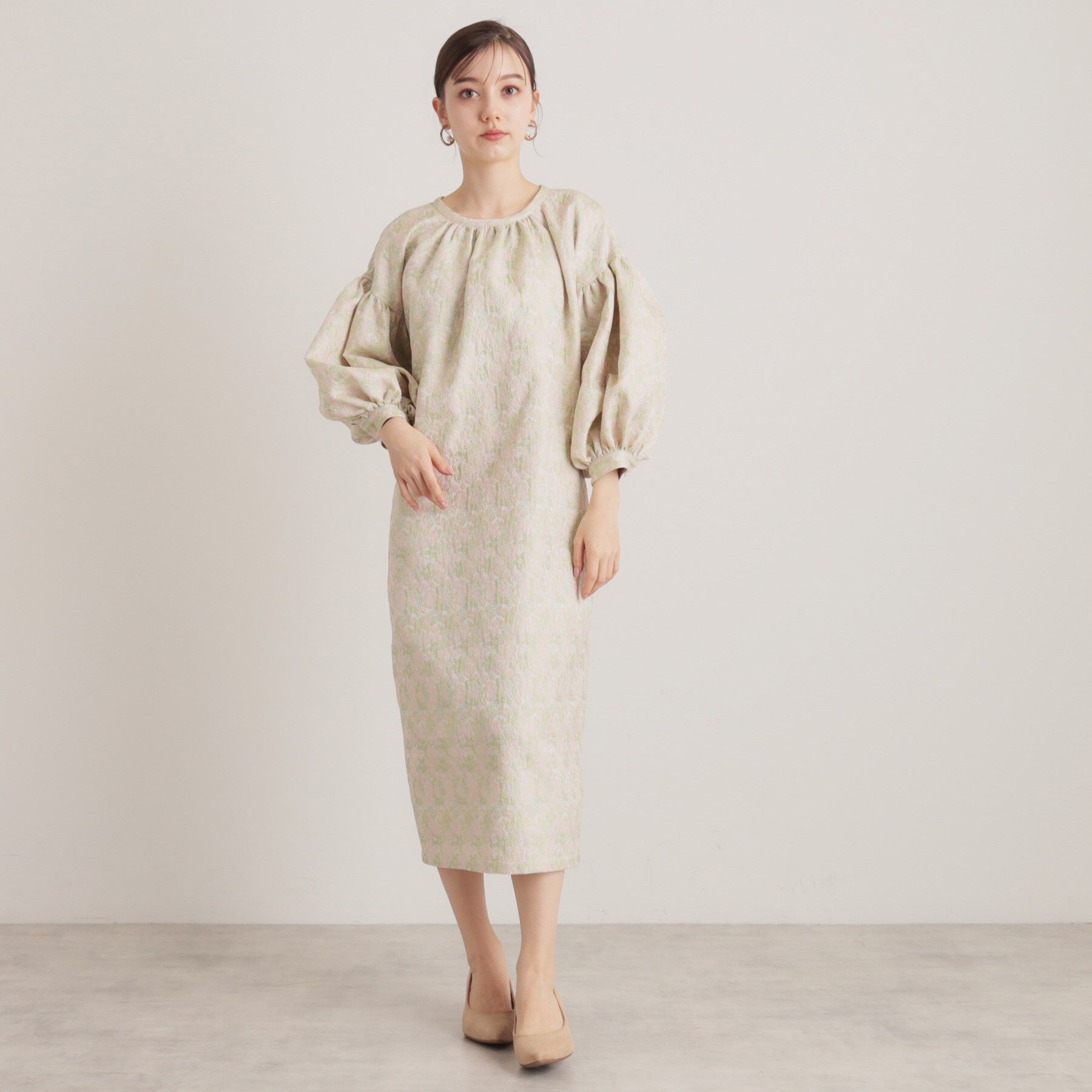 SunaUna「【食事会/お出かけ】小花ジャカードワンピース」|ワンピース|