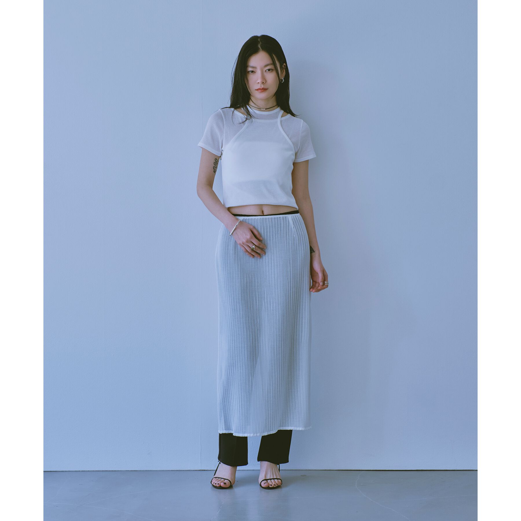 CODE A「sheer pleats skirt」|スカート|