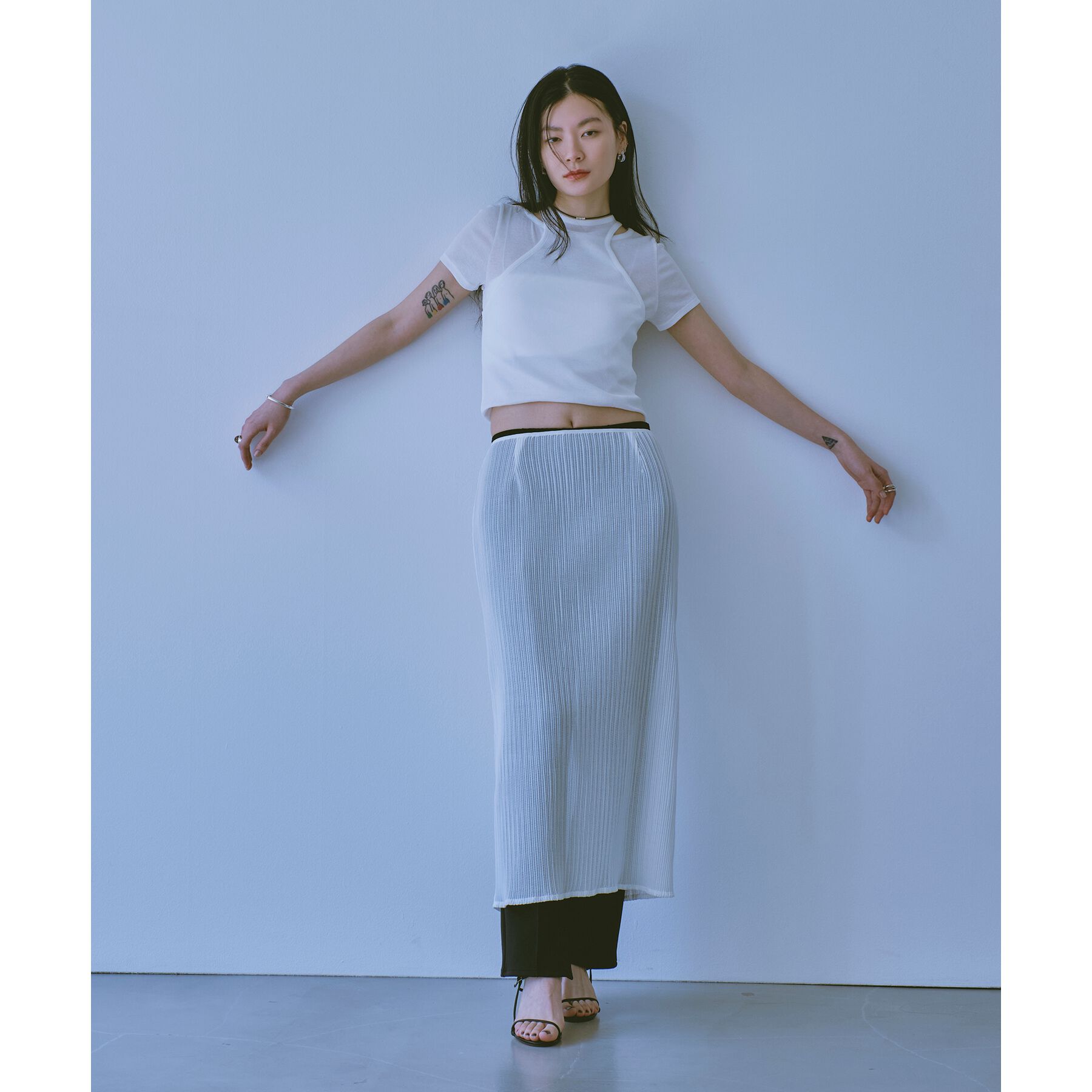CODE A「sheer pleats skirt」|スカート|