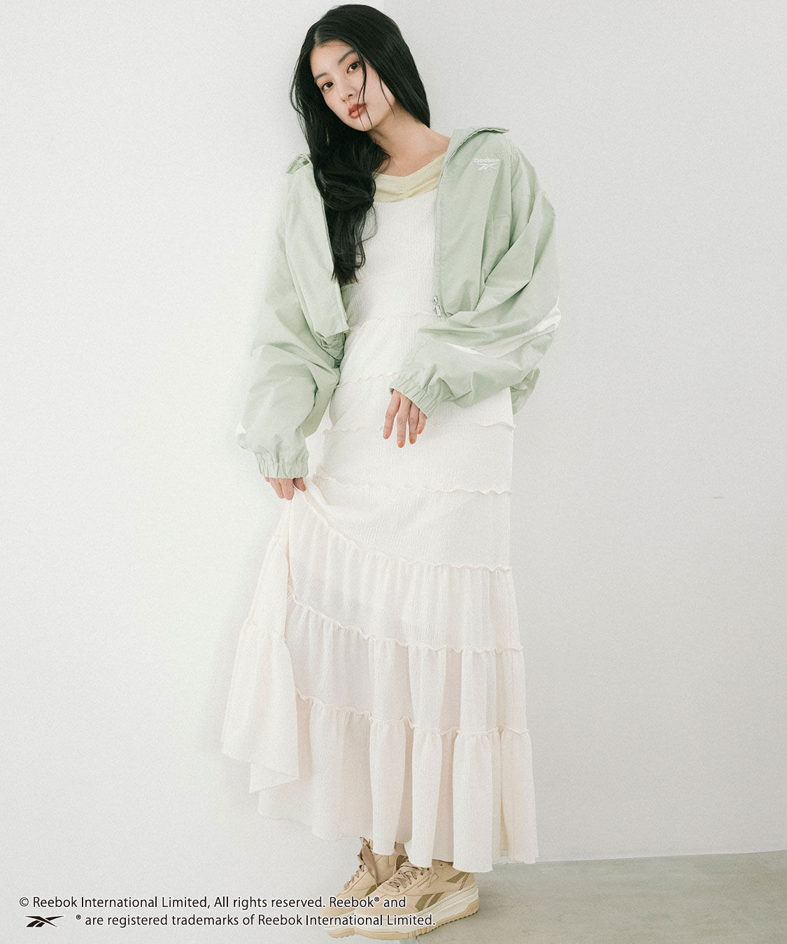 COCO DEAL「クロップドニット&times;メローティアードキャミワンピース」|ワンピース|