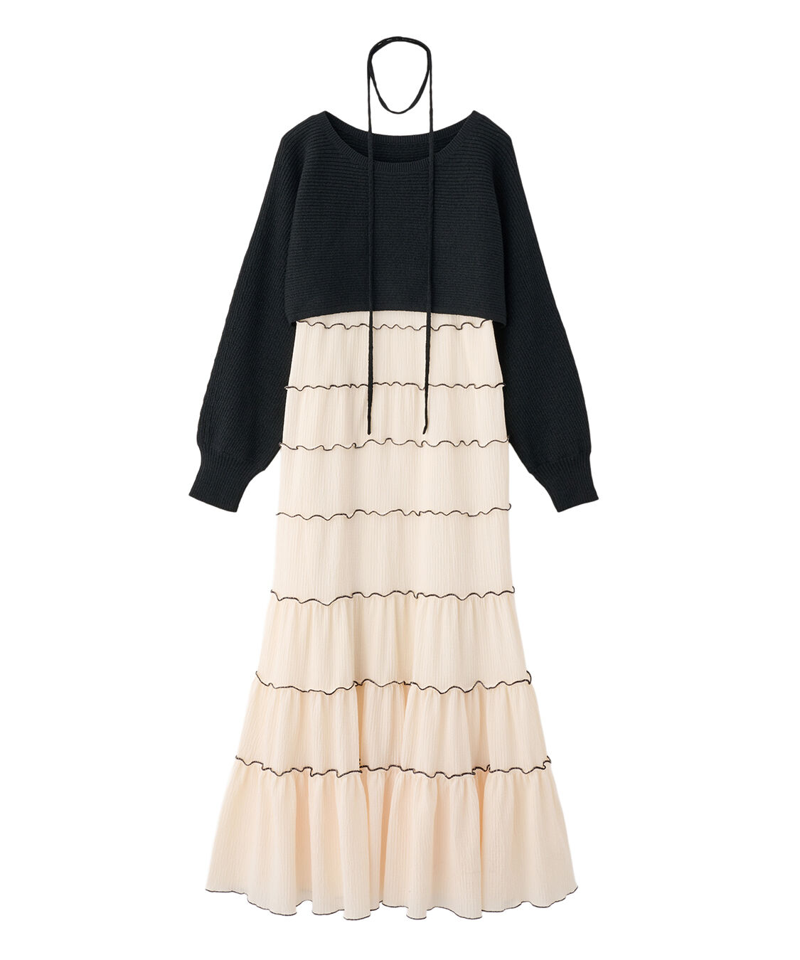 COCO DEAL「クロップドニット&times;メローティアードキャミワンピース」|ワンピース|