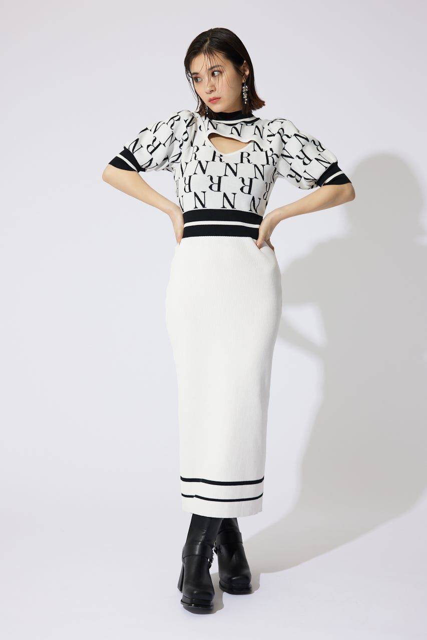 rienda「2WAYRロゴラインニットワンピース」|ワンピース|WHT