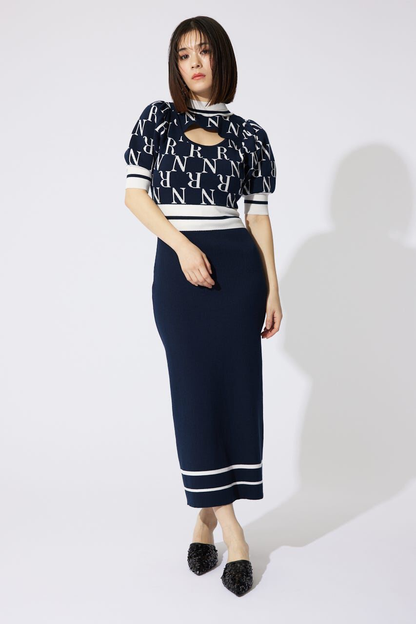 rienda「2WAYRロゴラインニットワンピース」|ワンピース|NVY