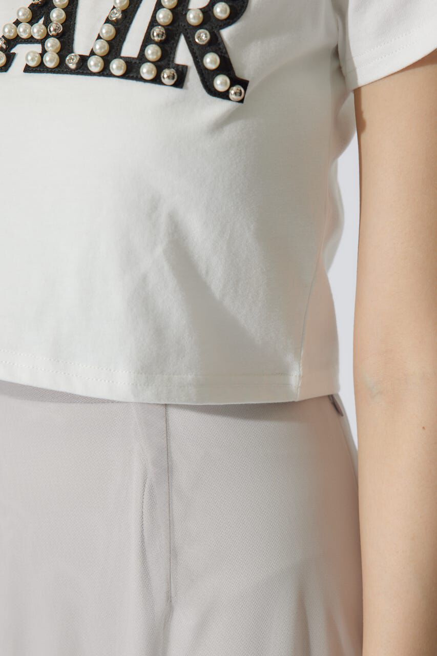 rienda「スランクビジューショートTシャツ」|Tシャツ・カットソー|