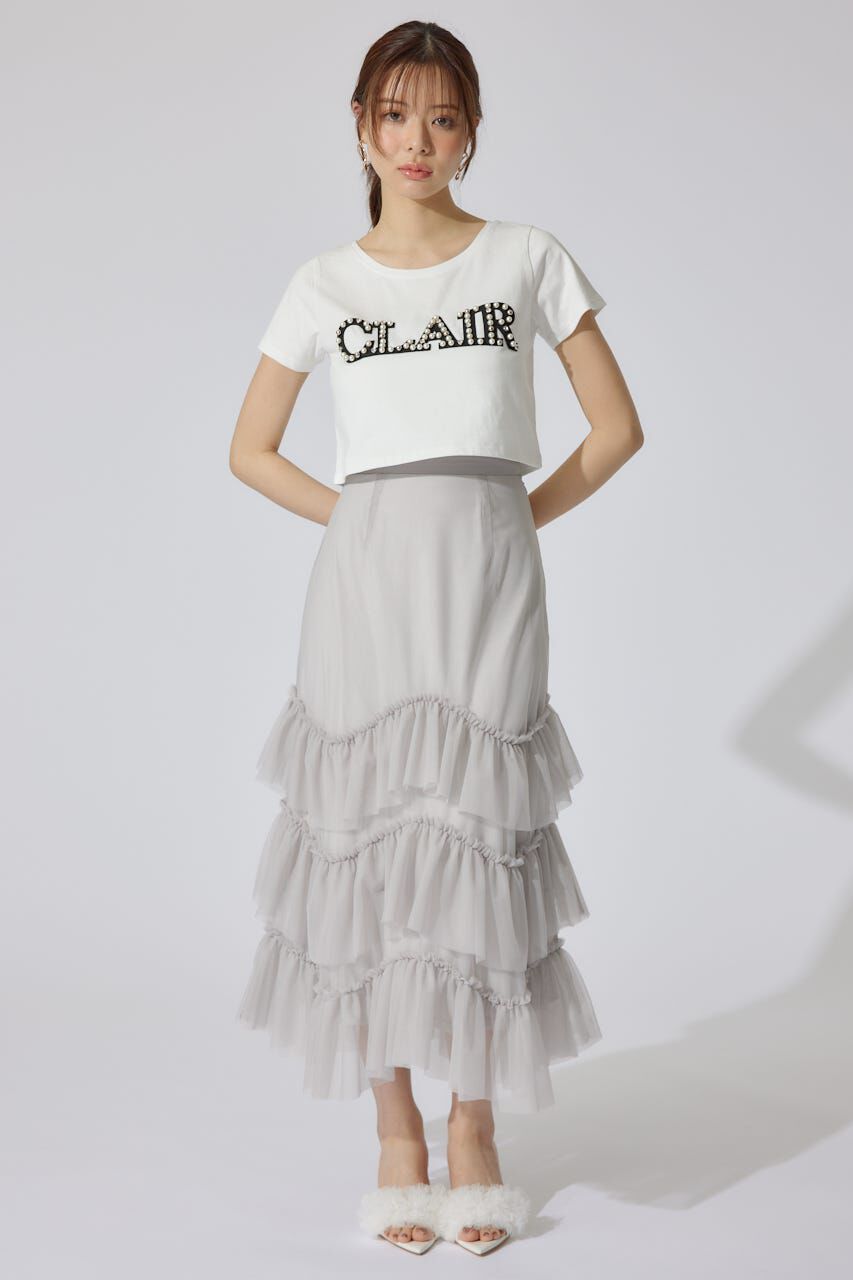 rienda「スランクビジューショートTシャツ」|Tシャツ・カットソー|