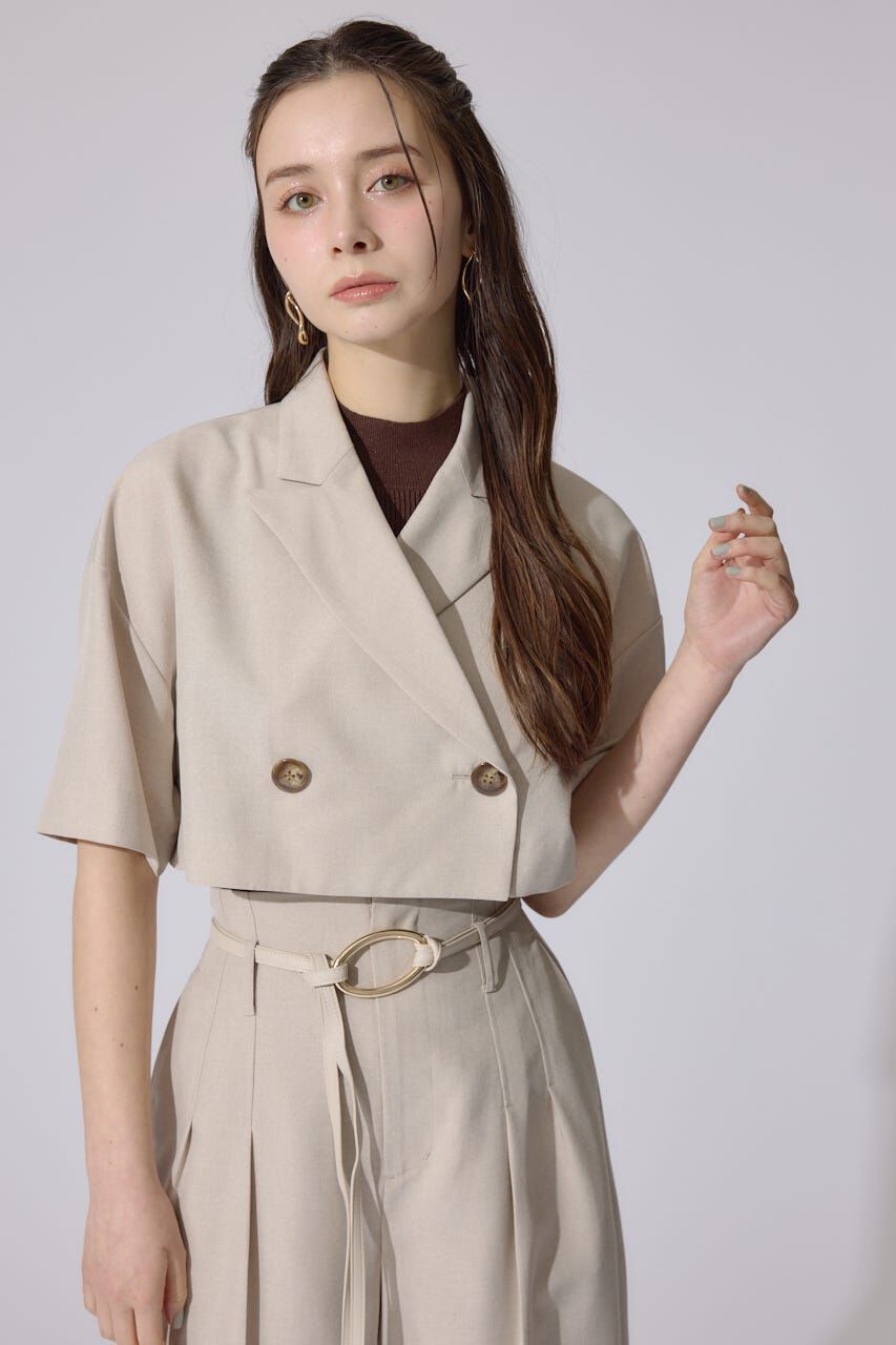 rienda「リネンライククロップドハーフスリーブジャケット」|その他|