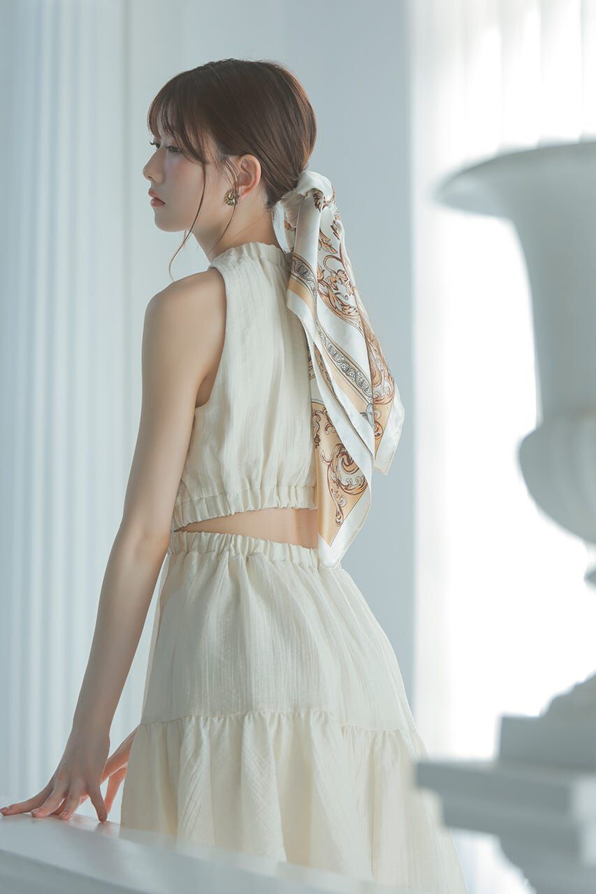 rienda「ホルターネックギャザーミニフレアワンピース」|ワンピース|