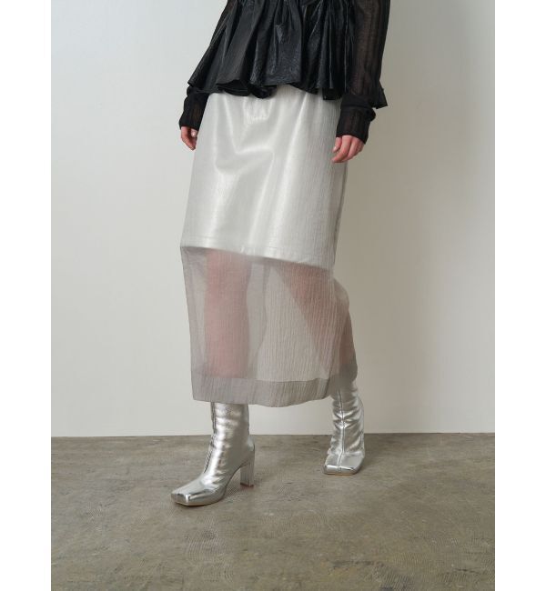 ELENDEEK「SHEER LAYERED METALLIC SK」|スカート|ライトグレー