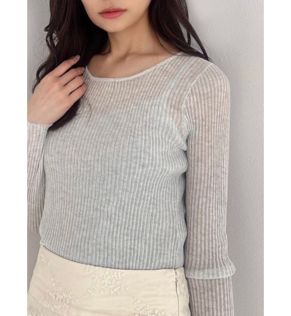 RESEXXY「シアーニットトップス」|ニット・セーター|ミントグリーン