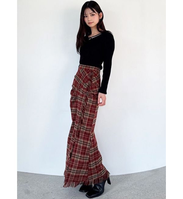 RESEXXY「フリンジチェックタックスカート」|スカート|