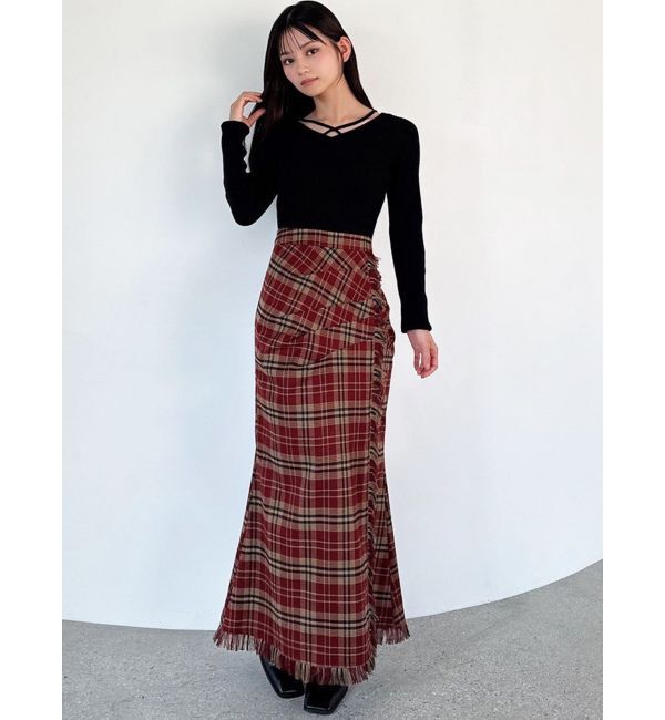 RESEXXY「フリンジチェックタックスカート」|スカート|