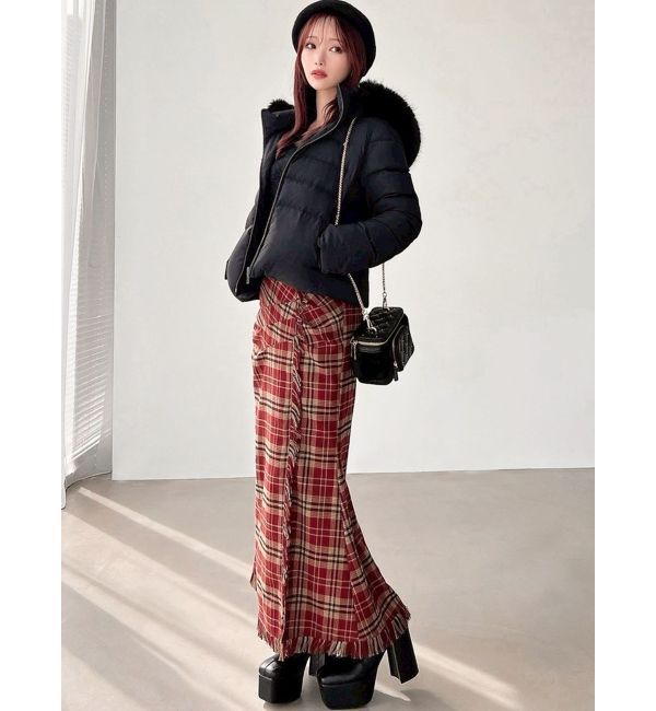 RESEXXY「フリンジチェックタックスカート」|スカート|