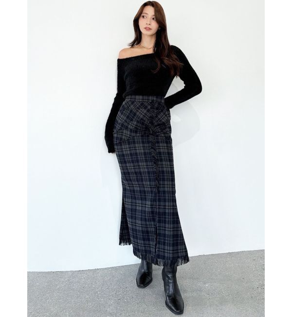 RESEXXY「フリンジチェックタックスカート」|スカート|