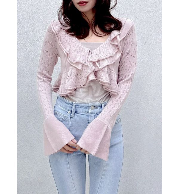 dazzlin「ペプラムフリルリボンカーデ」|カーディガン|