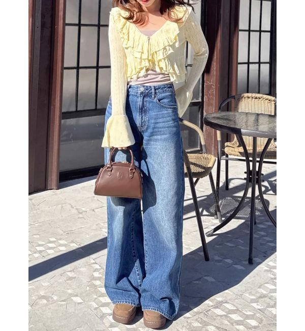 dazzlin「ペプラムフリルリボンカーデ」|カーディガン|