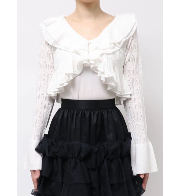 dazzlin「ペプラムフリルリボンカーデ」|カーディガン|
