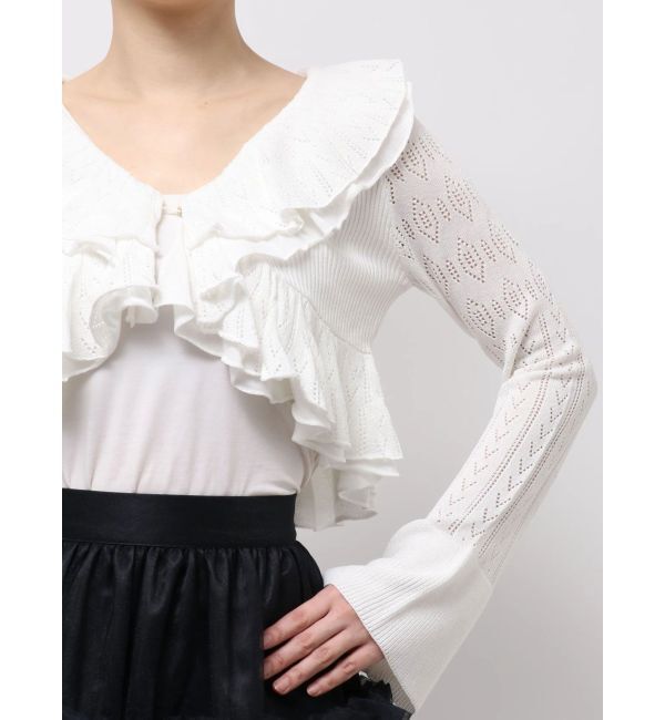 dazzlin「ペプラムフリルリボンカーデ」|カーディガン|