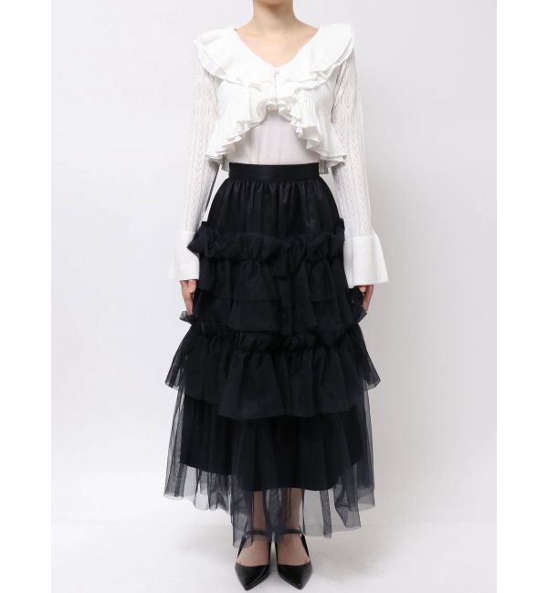 dazzlin「ペプラムフリルリボンカーデ」|カーディガン|