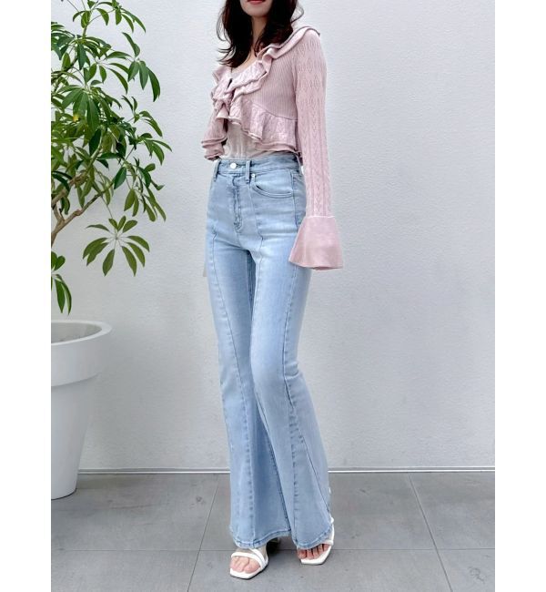 dazzlin「ペプラムフリルリボンカーデ」|カーディガン|