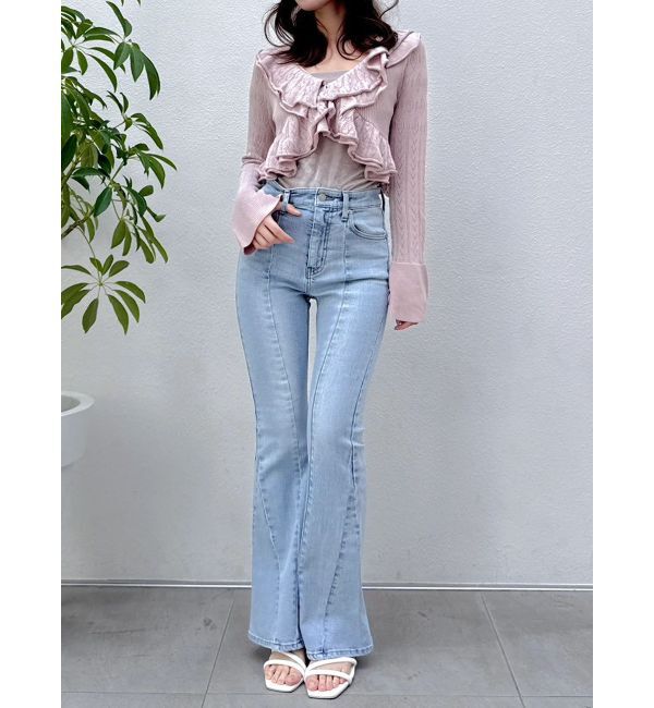 dazzlin「ペプラムフリルリボンカーデ」|カーディガン|