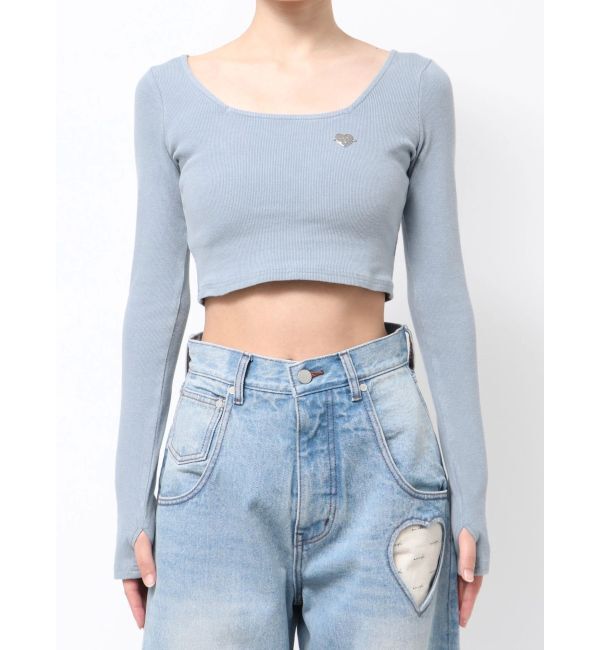 EMODA「クロスクロップフィットトップ」|Tシャツ・カットソー|ブルー