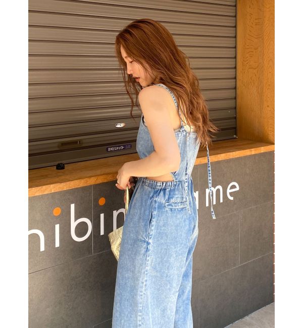 Ungrid「サイドオープンデニムサロペット」|オールインワン|