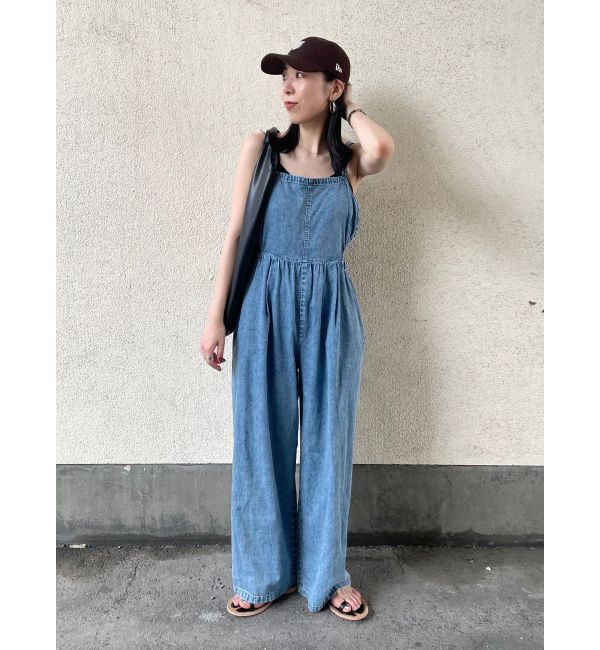Ungrid「サイドオープンデニムサロペット」|オールインワン|