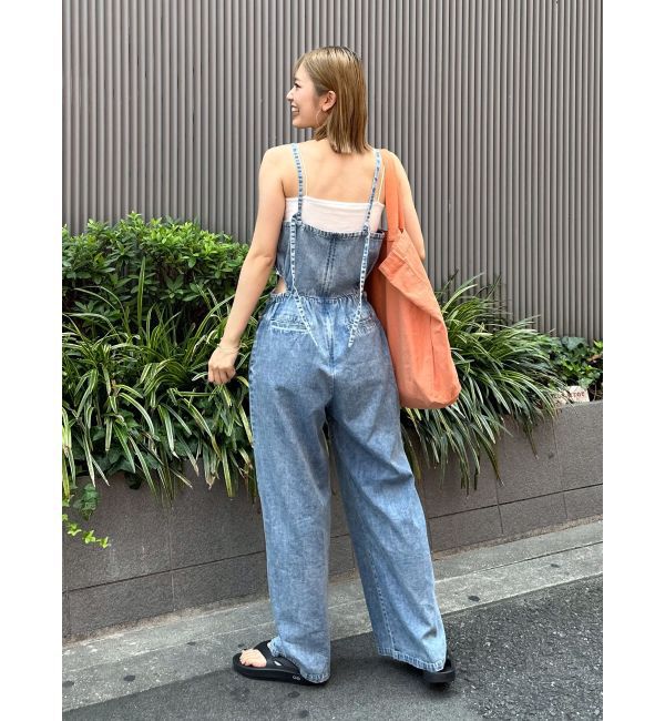 Ungrid「サイドオープンデニムサロペット」|オールインワン|