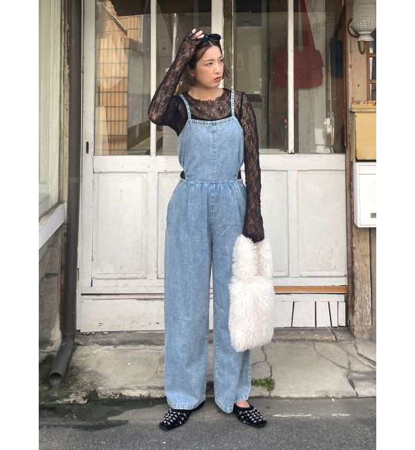 Ungrid「サイドオープンデニムサロペット」|オールインワン|